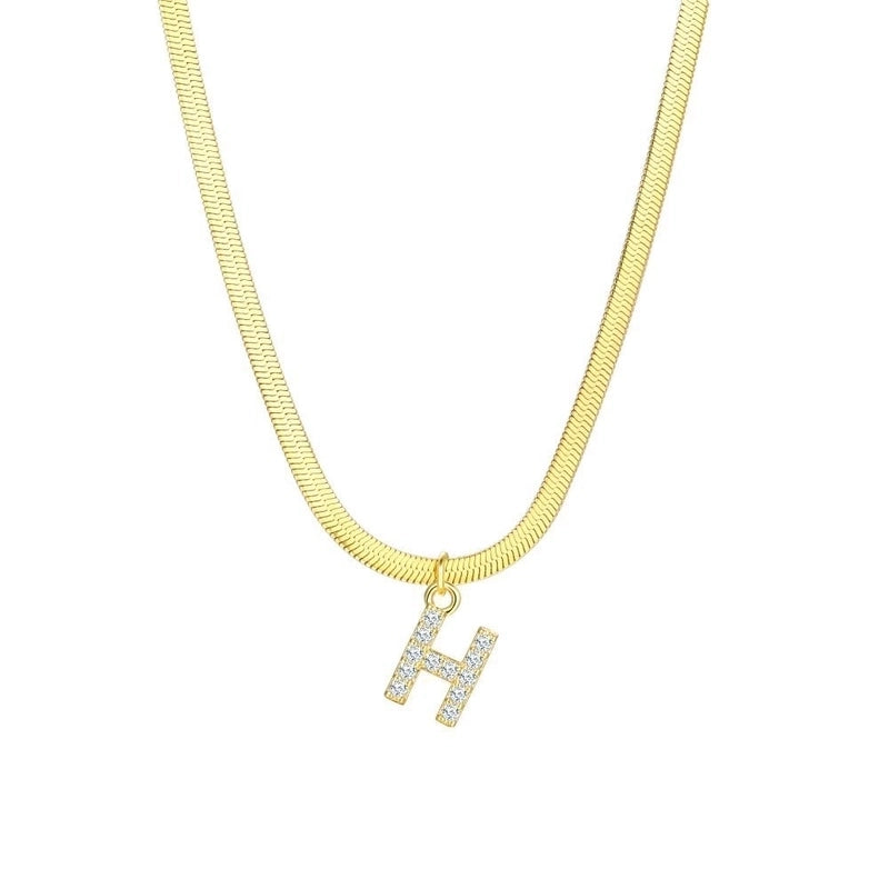 Minimalist Classic Style Letter Copper Inlay Zircon Pendant Necklace