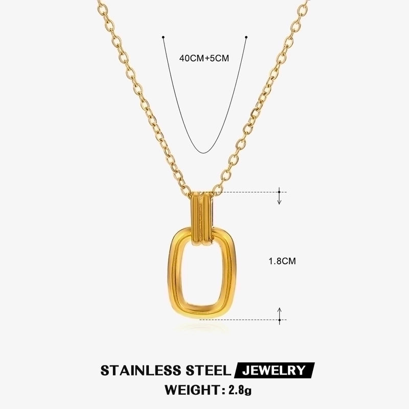 304 Stainless Steel 18K Gold Plated IG Style Plating Inlay Geometric Rhinestones Shell Necklace