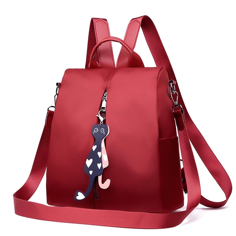 Women's Medium All Seasons Oxford Cloth Solid Color Fashion Square Zipper Fashion Backpack