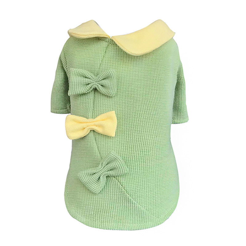 Bowknot Design Collar Dog Cat Sweater