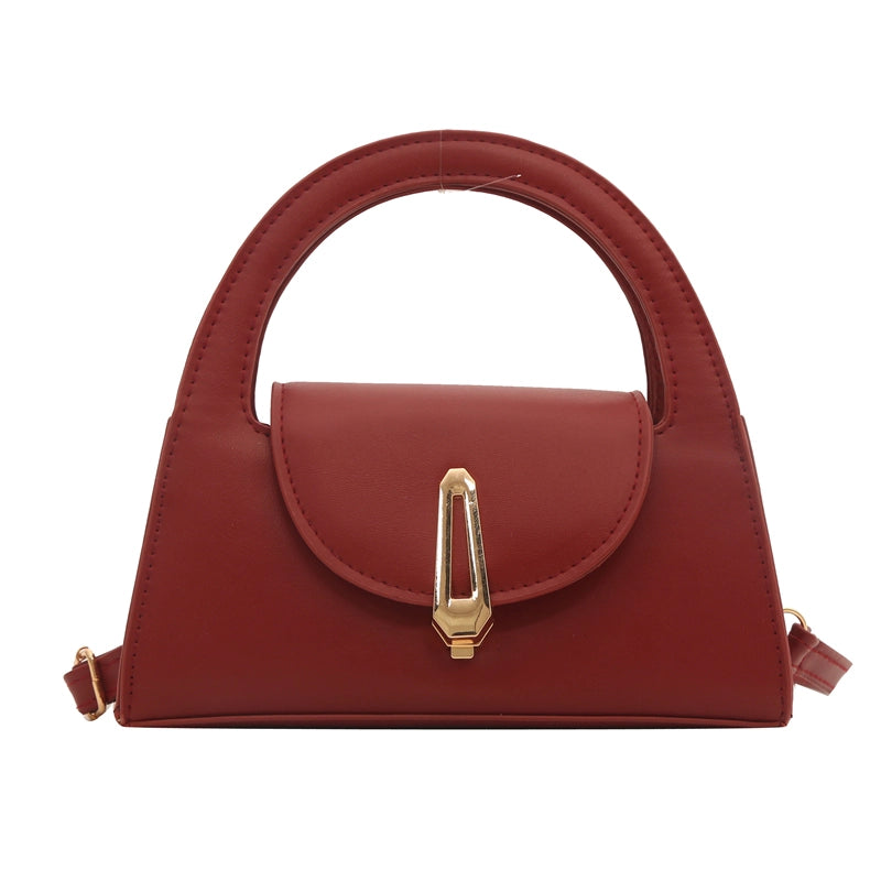 Women's Medium Pu Leather Solid Color Streetwear Square Lock Clasp Crossbody Bag