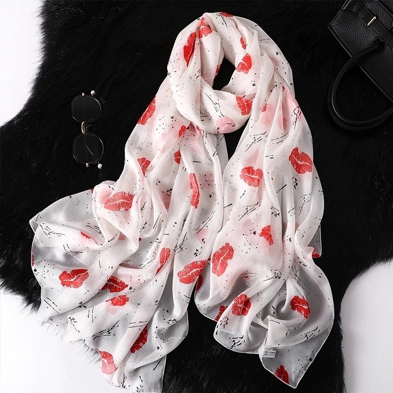 Women's Elegant Geometric Satin Silk Scarf