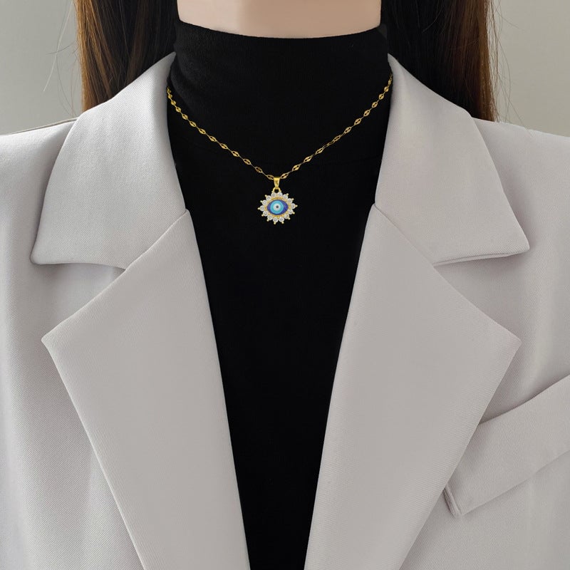 Oval Eyes Banquet Wedding Necklace Female Versatile Clavicle Chain Titanium Steel Chain