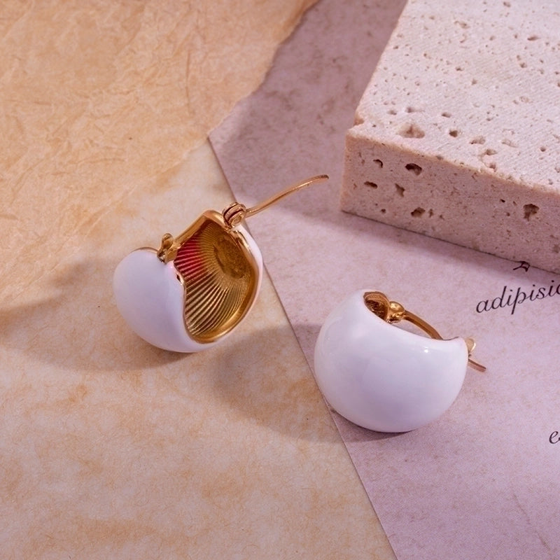 Minimalist Round Enamel Plating 304 Stainless Steel Earrings Ear Studs