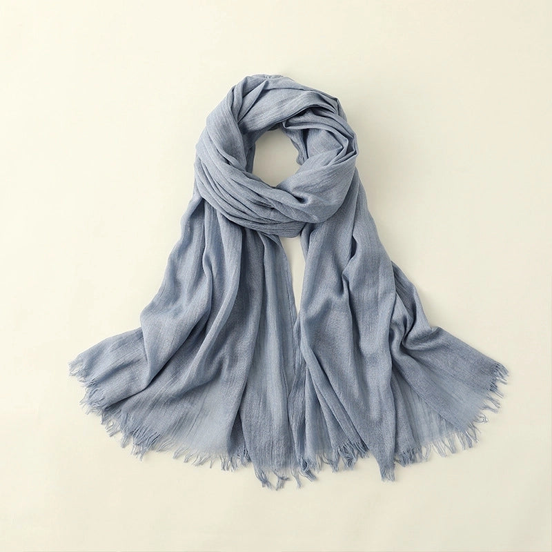 Women's Elegant Solid Color Cotton Silk Scarves