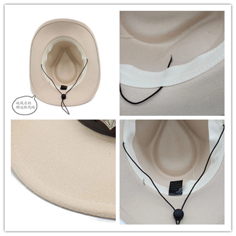 Women's New Denim Woolen Brimmed Jazz Top Hat Men's And Women's Chicken Heart Top Black Felt Hat Woolen Hat