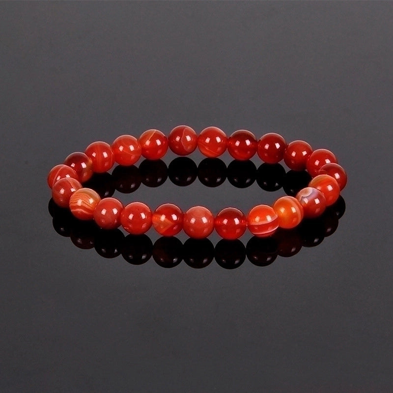 Minimalist Round Natural Stone Elastic String Woven Chain Bracelets In Bulk