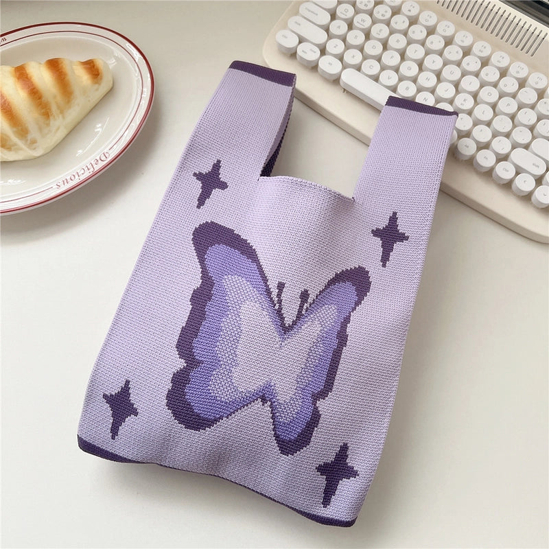 Women's Small Knit Animal Cartoon Cute Open Handbag