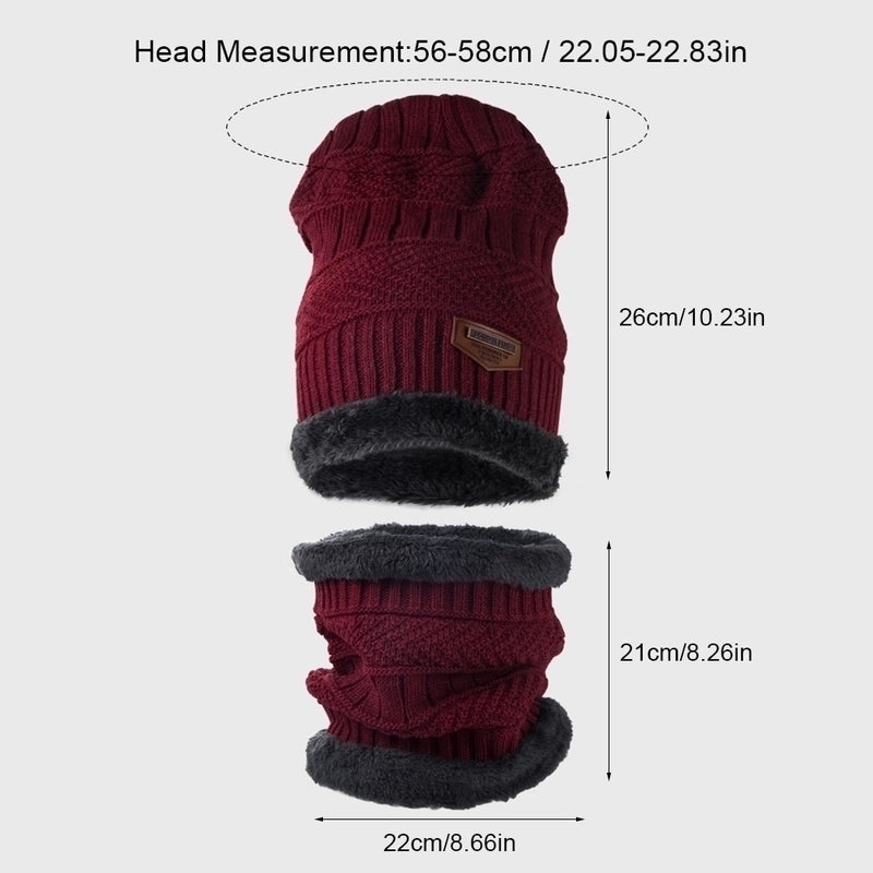 New Korean Style Knitted Scarf Hat Set Fashionable Men's And Women's Warm With Velvet Thick Woolen Cap Scarf Autumn And Winter
