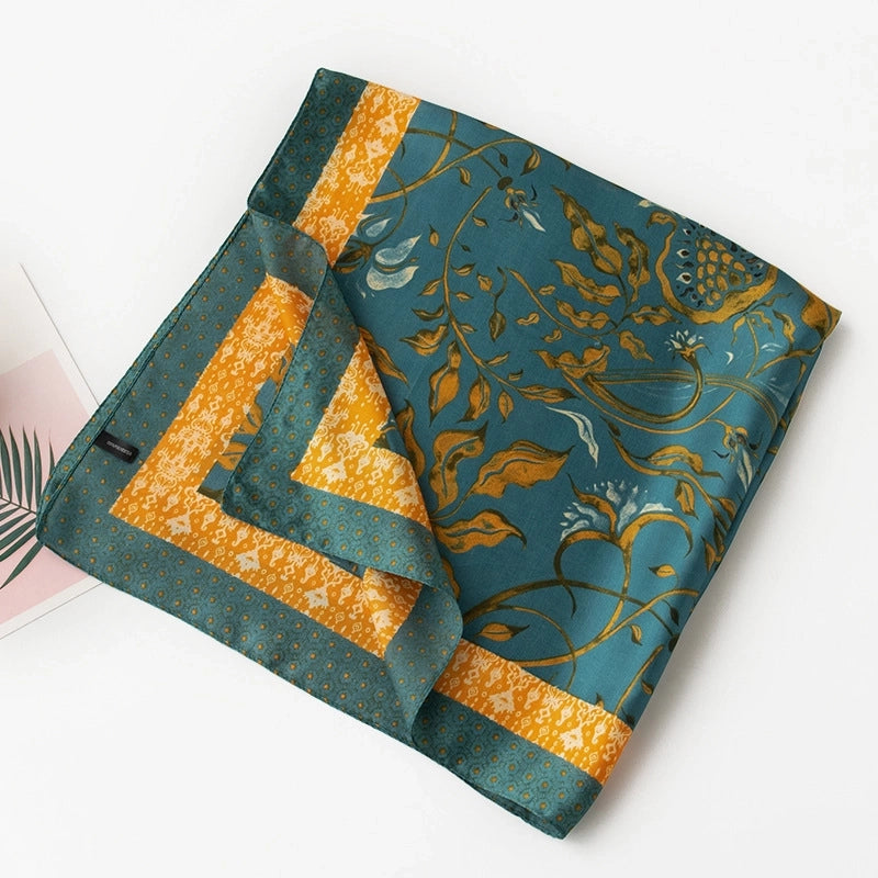 Women's Sweet Color Block Polyester Printing Silk Scarf