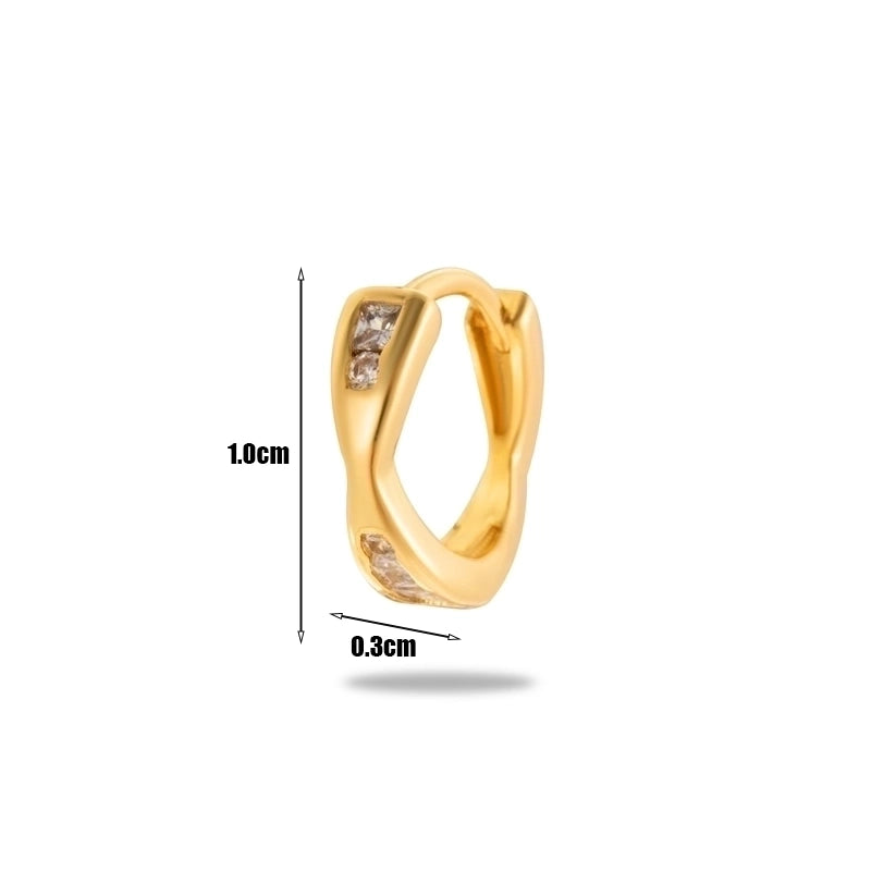 1 Piece Minimalist Classic Style Geometric Plating Inlay Copper Zircon 18k Gold Plated Ear Studs
