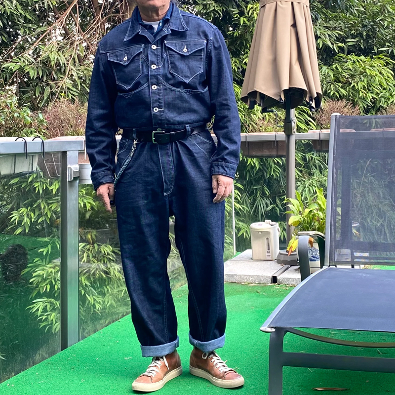 13OZ Indigo SINCE BACK IN THE DAYS Embroidered Denim 10-Pocket Jumpsuit