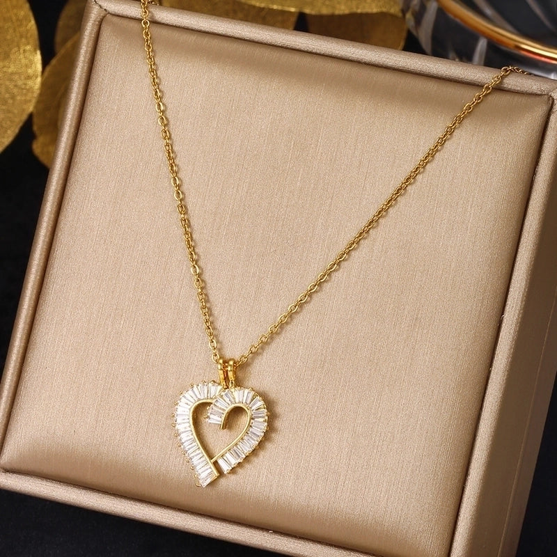 3 Pieces Elegant Minimalist Leaf Four Leaf Clover Insect Stainless Steel Plating Inlay Zircon Pendant Necklace
