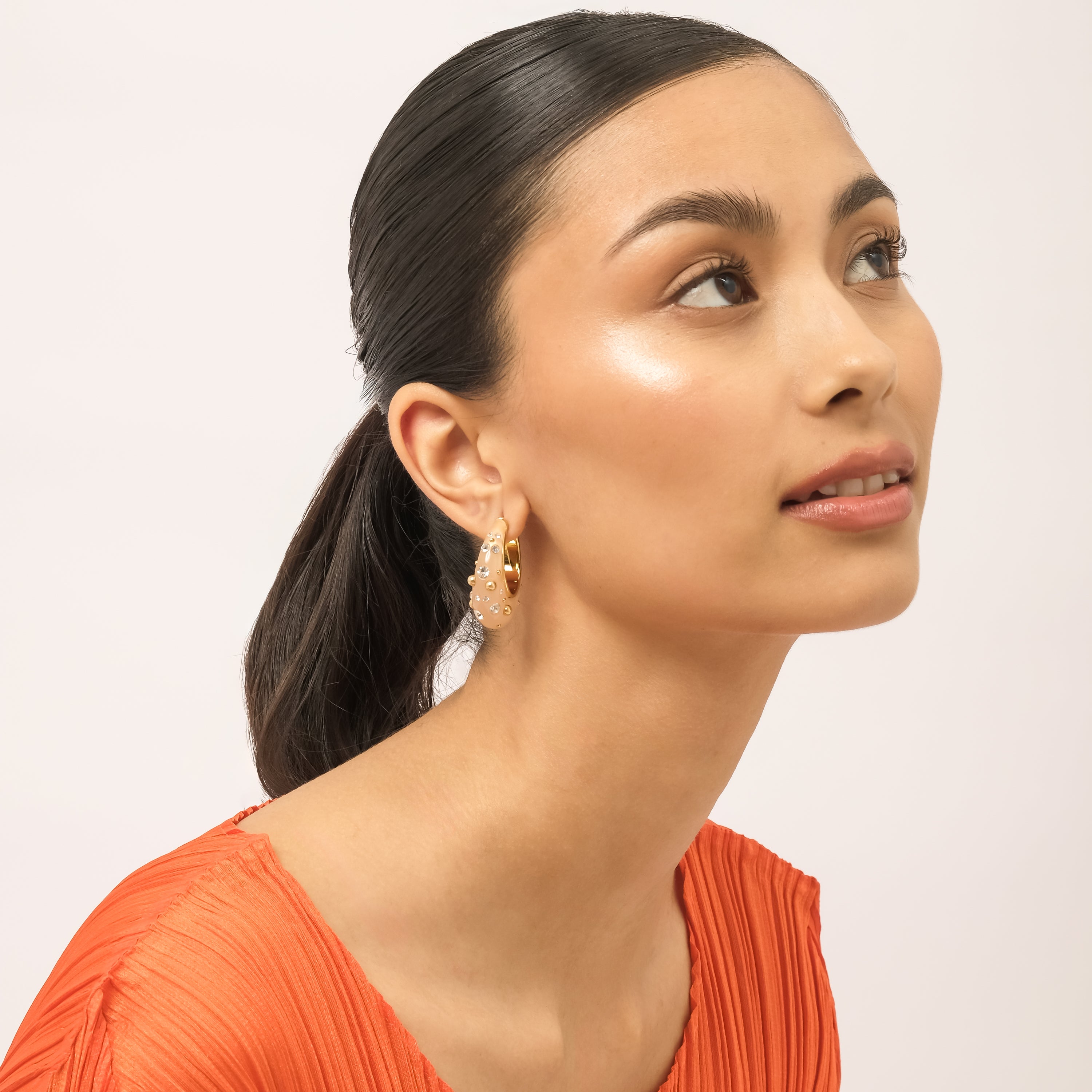 Ciel Enamel Hoops (18K Gold Brass)