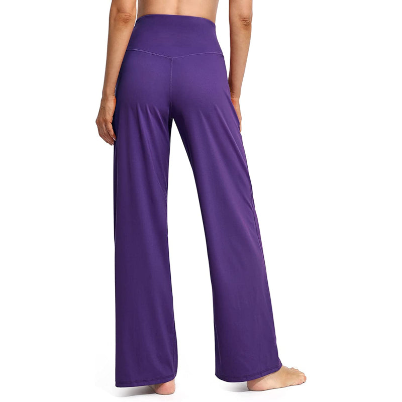 Women Wide Leg Yoga Pants High Waist Stretch Workout Sweatpants With Pockets Casual Straight Leg Pants