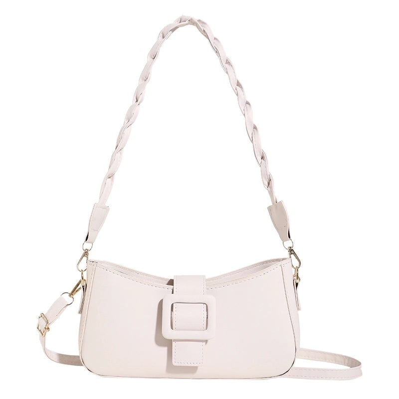 Women's Pu Leather Solid Color Elegant Zipper Shoulder Bag