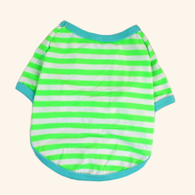 Striped Cotton Dog Cat T-shirt