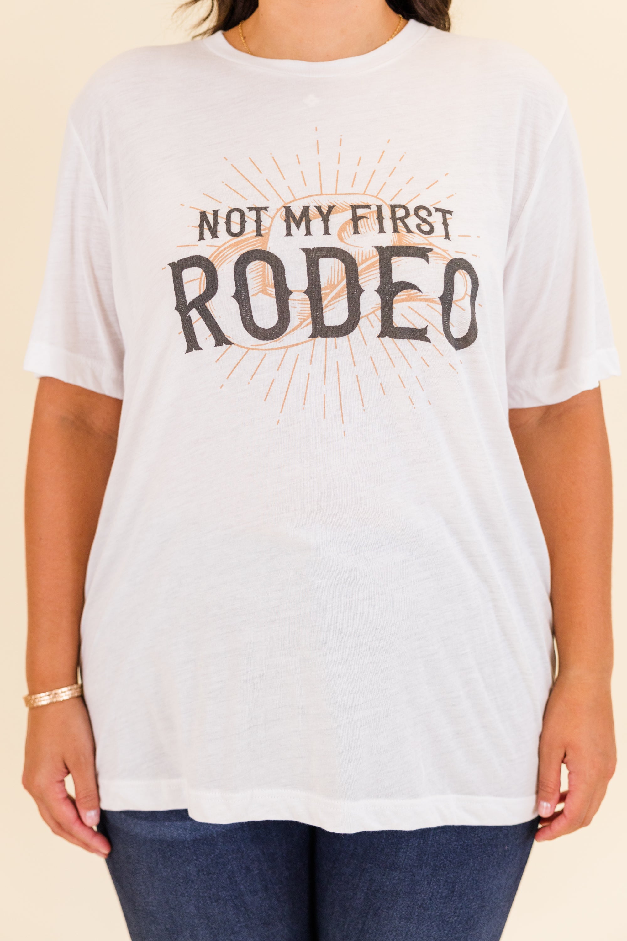 Not My First Rodeo Tee. Solid White Triblend