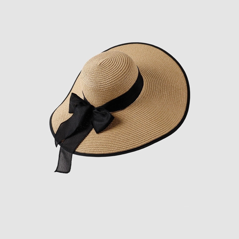 Women's Vacation Minimalist Letter Solid Color Big Eaves Straw Hat