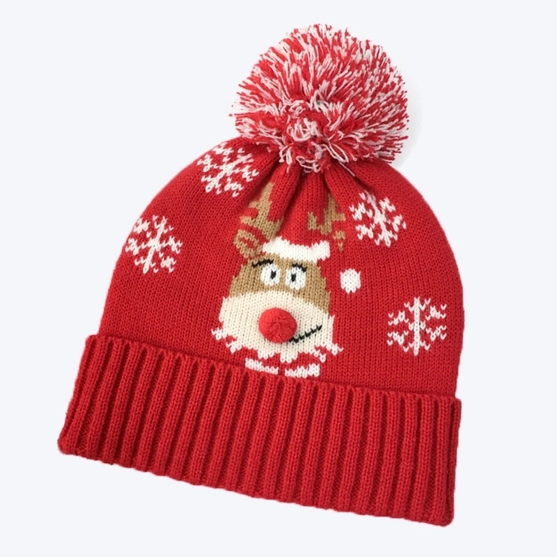 Unisex Cute Snowflake Elk Pom Poms Crimping Wool Cap