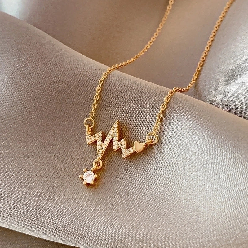 Elegant Minimalist Geometric Titanium Steel Plating Inlay Artificial Pearls Shell Zircon Necklace