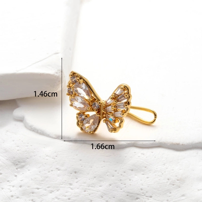 1 Piece Ear Cartilage Rings & Studs Minimalist Classic Style Heart Shape Pearl Flower Copper Inlay Zircon Ear Cartilage Rings & Studs