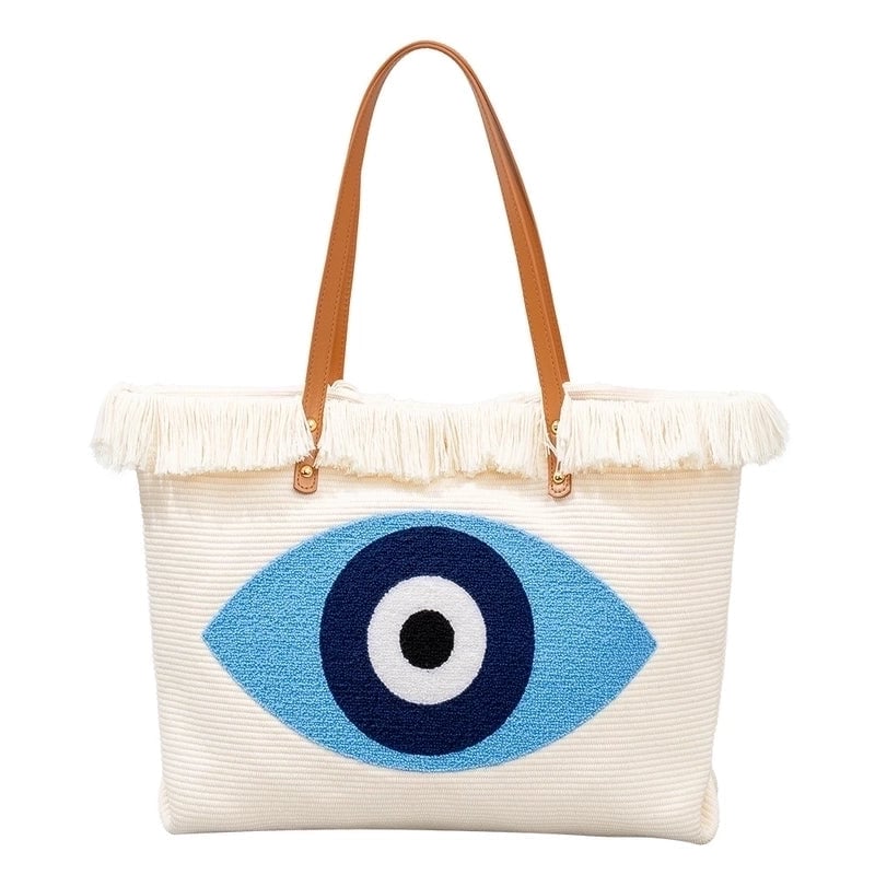 Women's Large Canvas Devil's Eye Vacation Classic Style Magnetic Buckle Canvas Bag