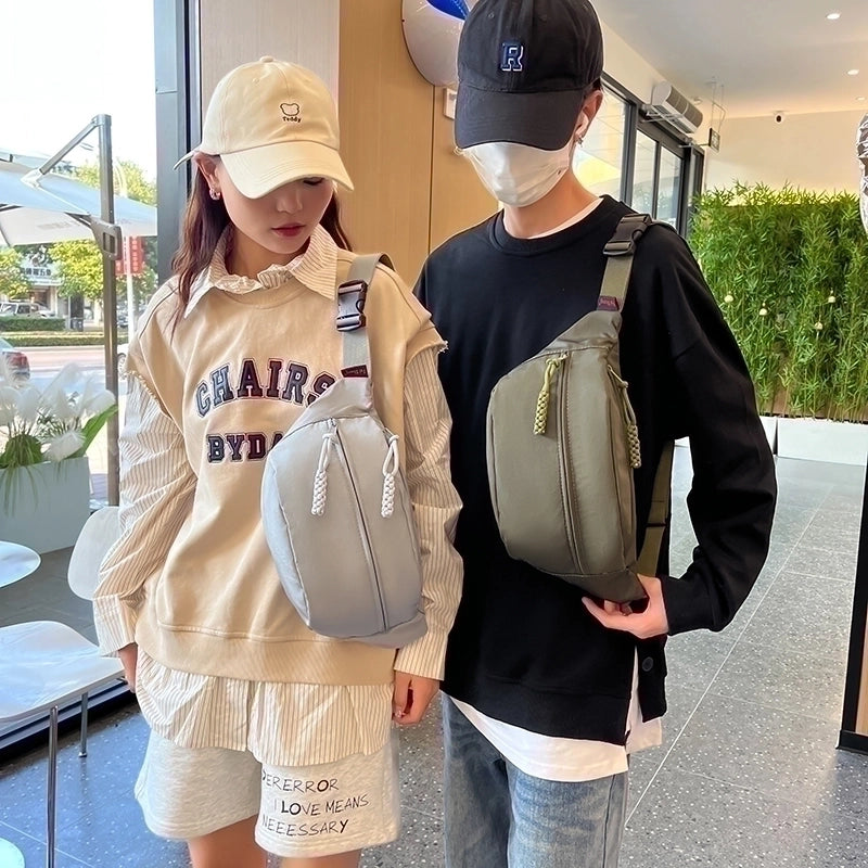 Women's Men's Preppy Style Streetwear Sports Solid Color Nylon Waist Bags