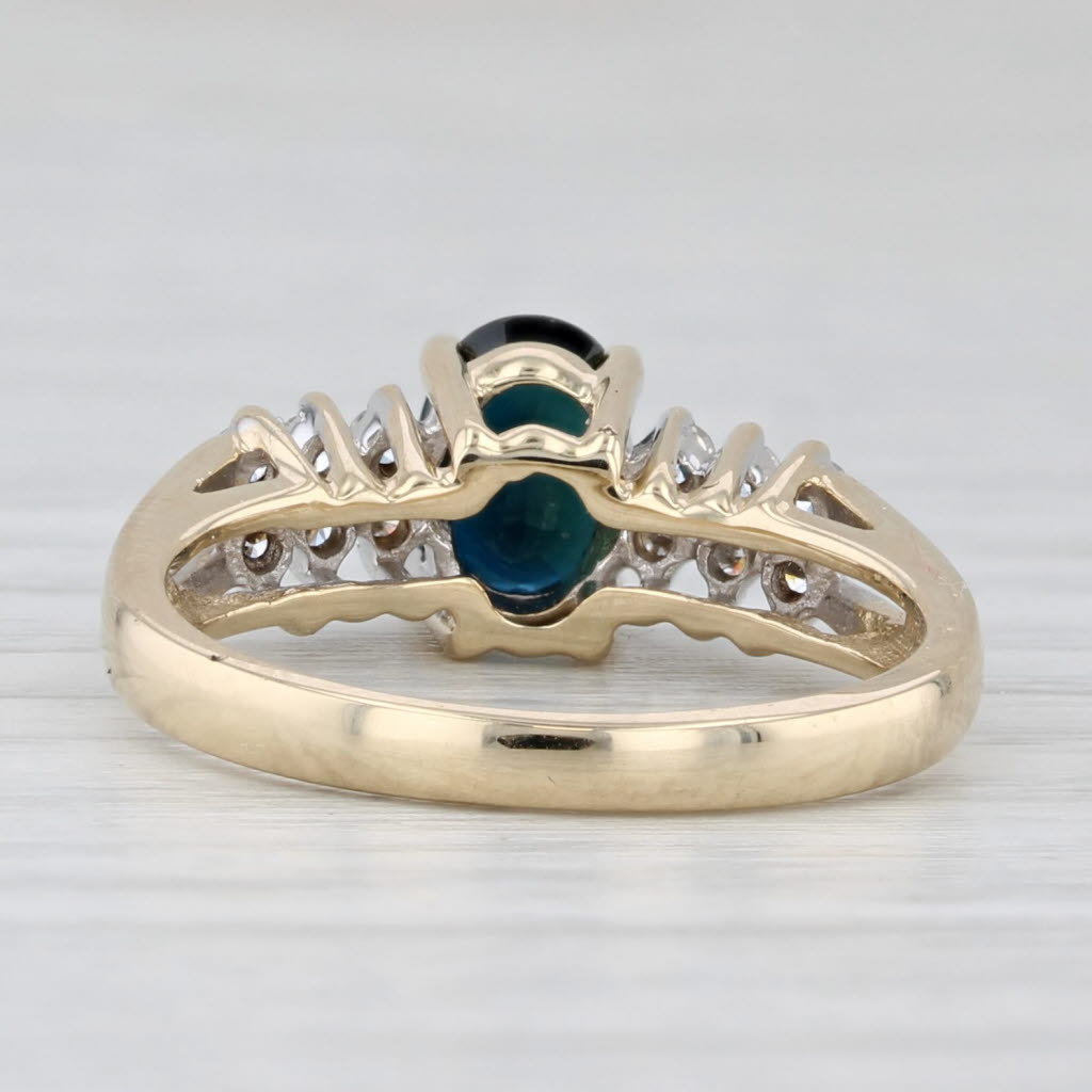 1.20ctw Oval Blue Sapphire Diamond Ring 14k Yellow Gold Size 6.25