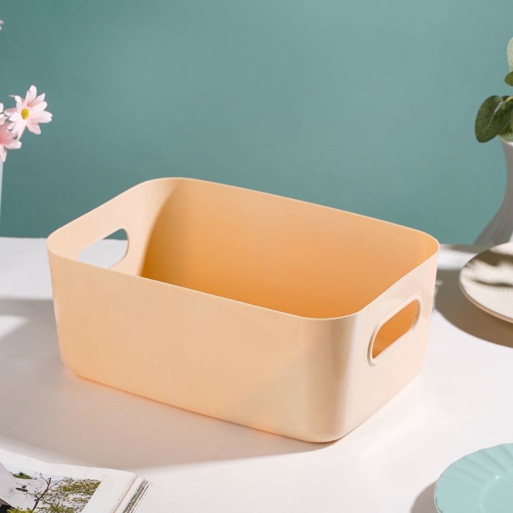 Multipurpose Storage Basket Beige Set Of 2 11 Inch