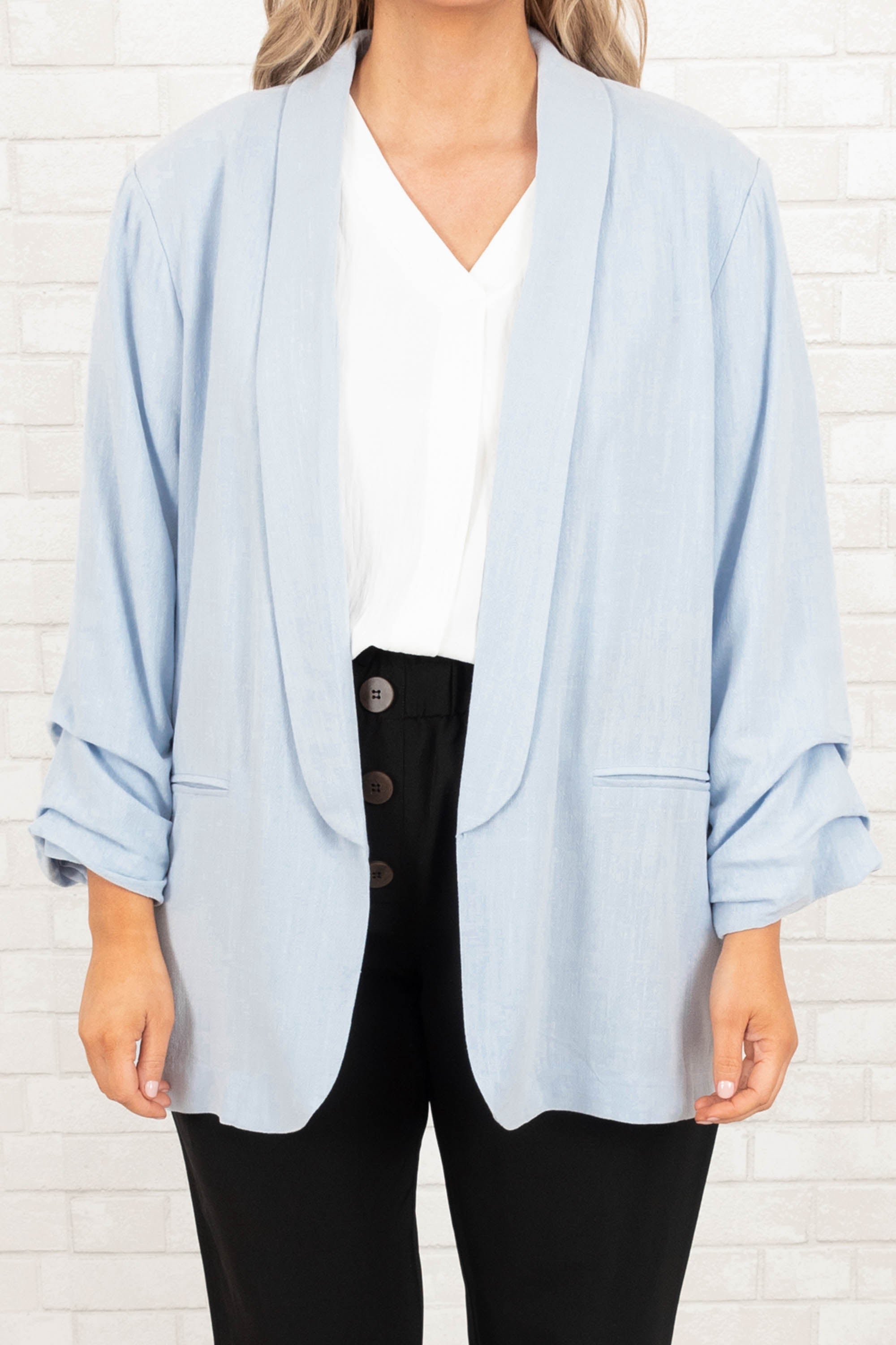 Working In Style Jacket. Light Blue