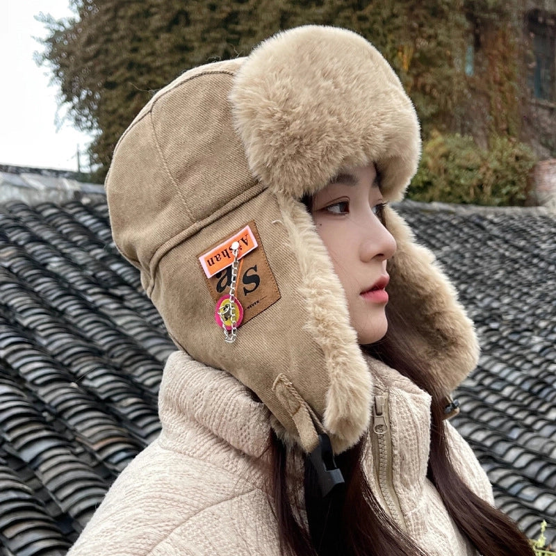 Versatile Korean Style Lei Feng Hat Men And Women Winter Korean Style Cycling Warm Thickened Ear Protection Windproof Flying Hat Fashion