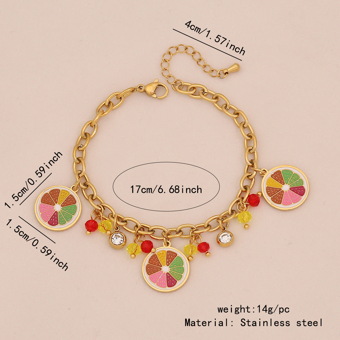 Fruit Watermelon Pineapple Pendant Necklace Colored Crystal Necklace N1524