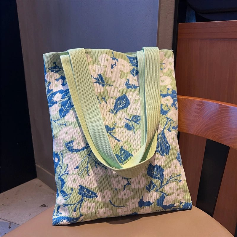 Women's Medium Knit Animal Flower Cute Open Shoulder Bag