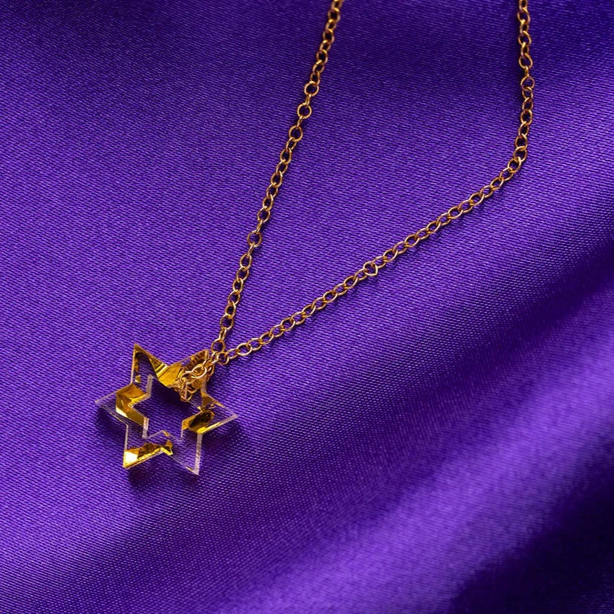 Micro Floating Magen David Necklace - Gold Fleck