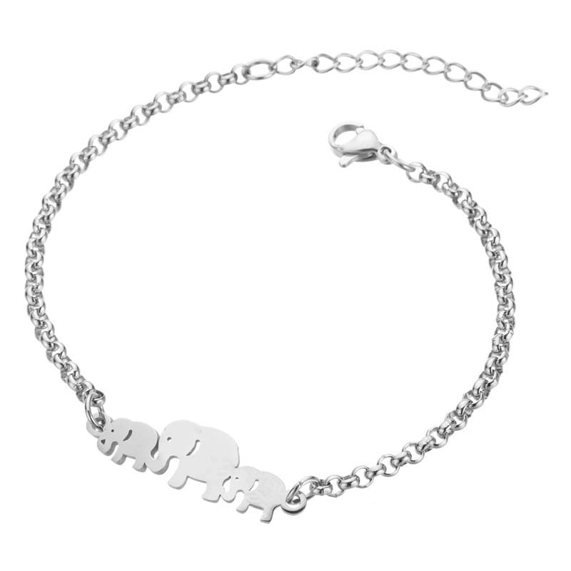 Women's Fashion Heart Butterfly Elephant Stainless Steel No Inlaid Bracelets Plating Stainless Steel Bracelets