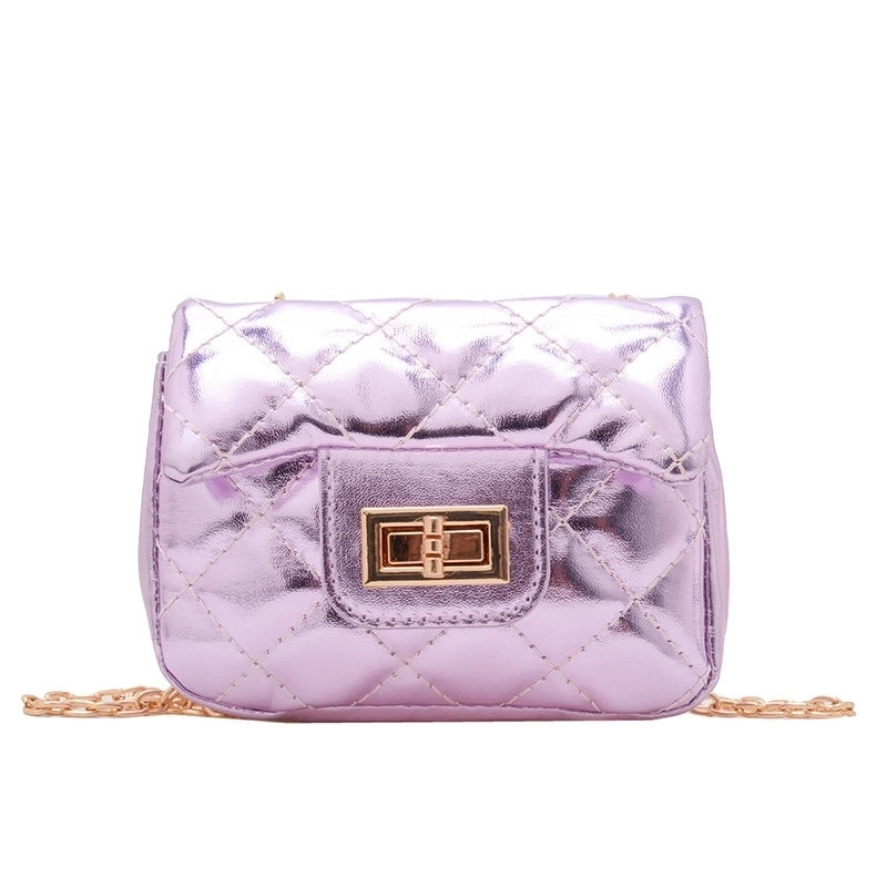 Women's Small Pu Leather Solid Color Lingge Streetwear Square Lock Clasp Shoulder Bag Crossbody Bag