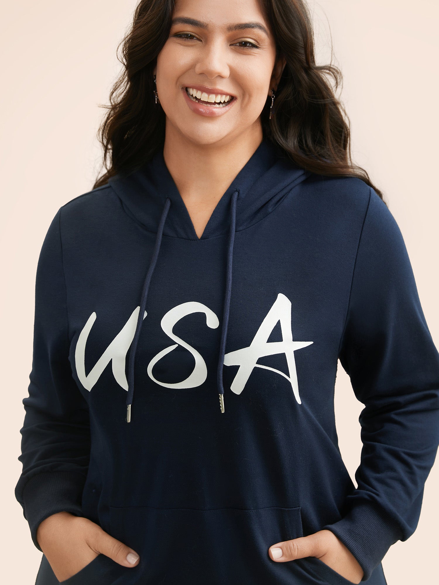 USA Print Hooded Pocket Dress