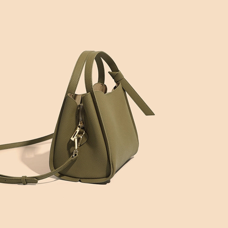 Bucket Bag For Women Genuine Leather High-grade Simple Portable Shoulder Bag Messenger Bag For Women