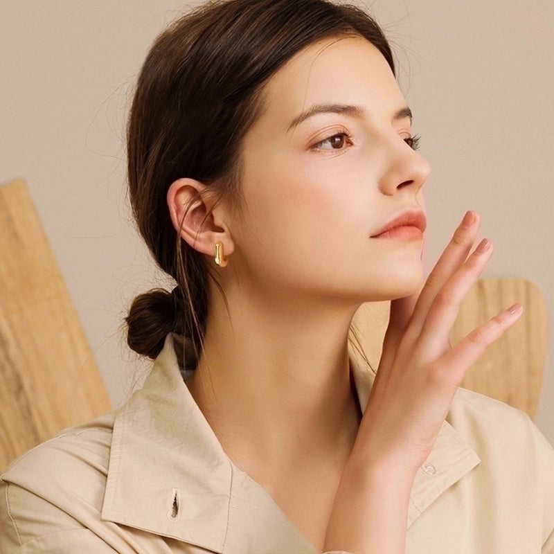 1 Pair Minimalist C Shape Plating Stainless Steel Ear Studs