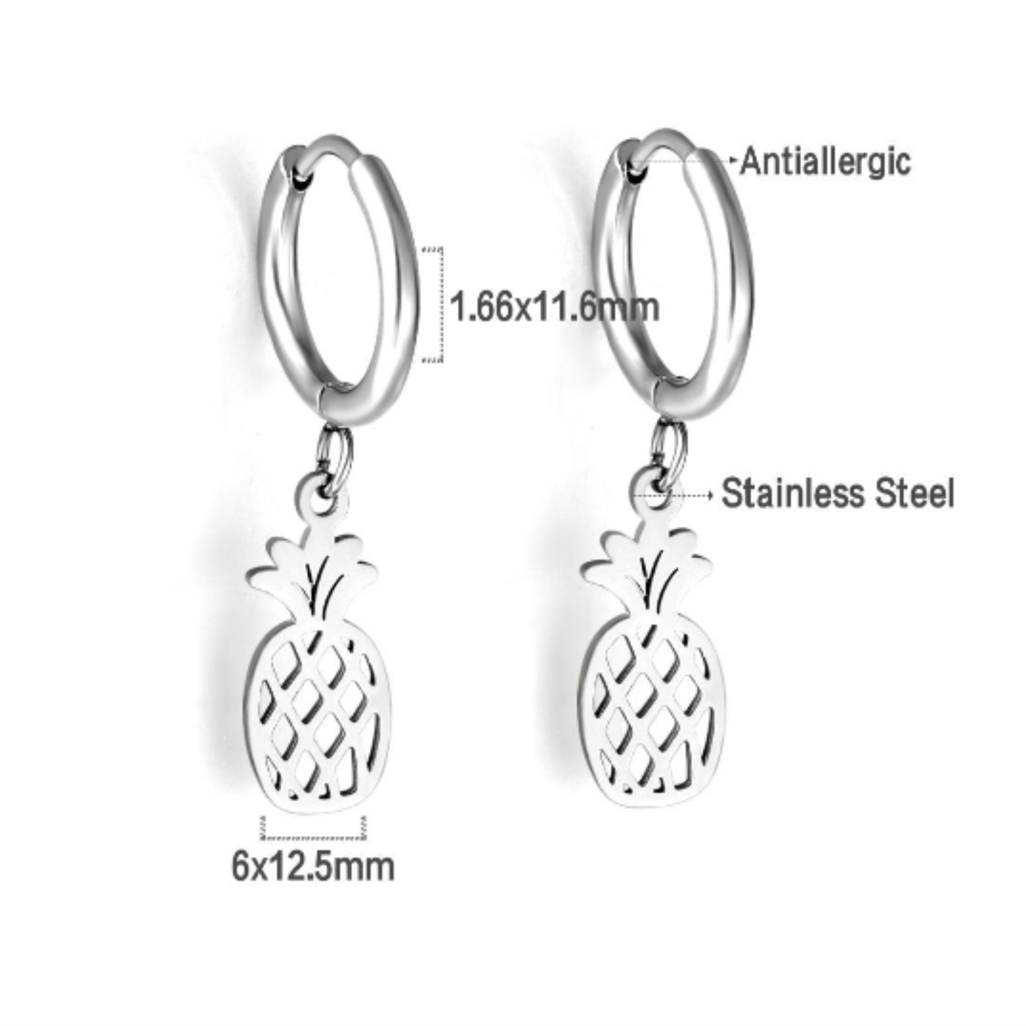 Pineapple hoops - Silver