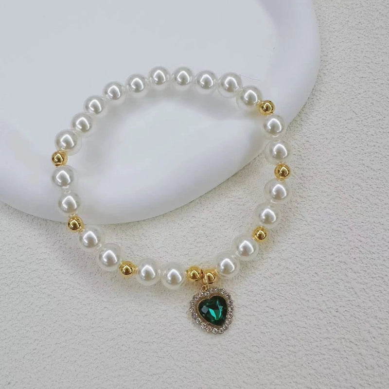 Sweet Imitation Pearl Heart Shape Pet Collar