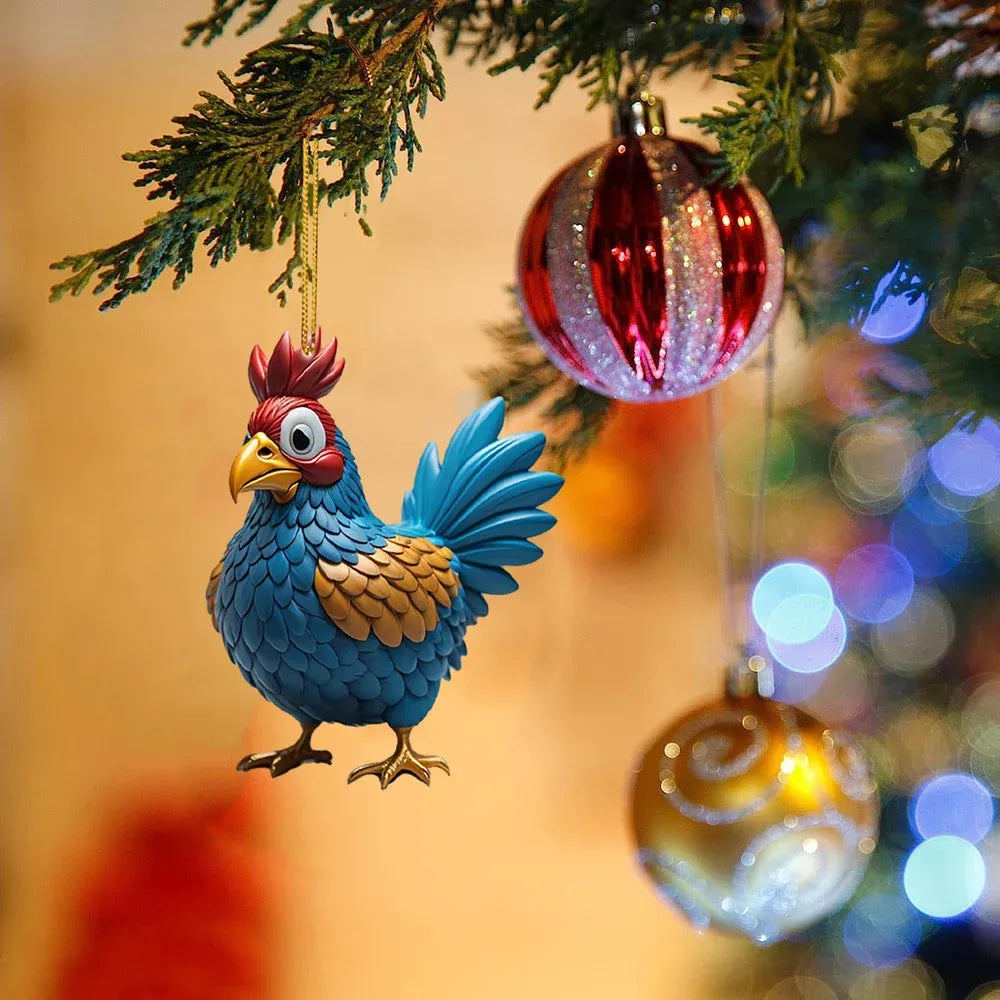 🎄12 Stuks🐓Kerstmuts kippen decoratie✨