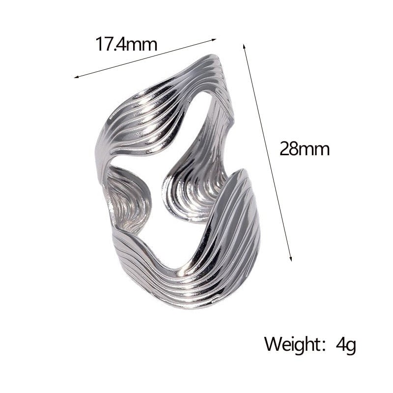 Irregular Shaped Ring Opening Wide Version Personality Exaggerated Ins Stainless Steel Ring