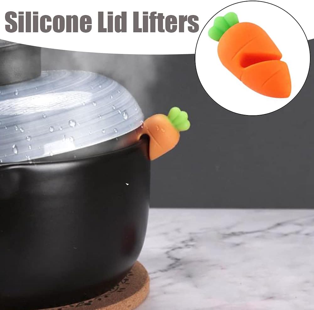 Pack Of 3 Silicone Pot Lid Holder Carrot Shape Silicone Lid Holder