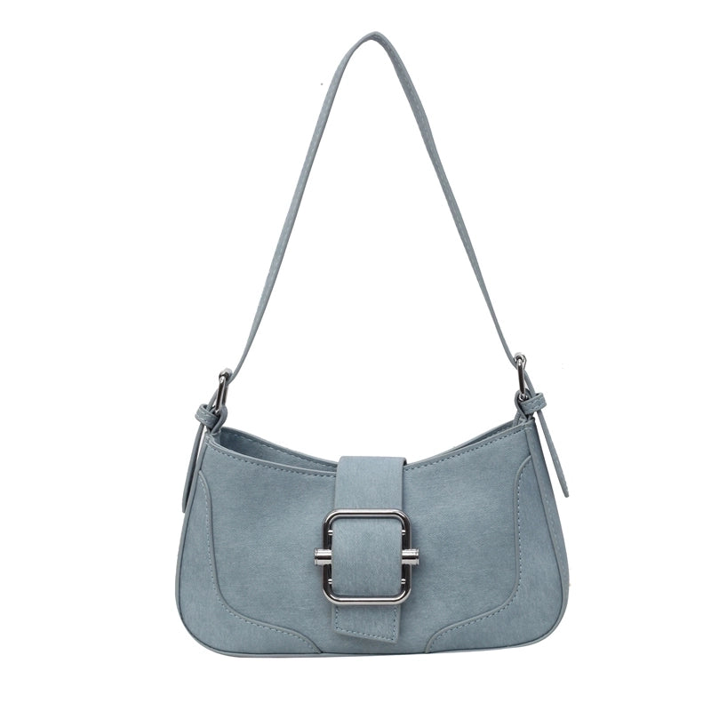 Women's Pu Leather Color Block Classic Style Zipper Buckle Shoulder Bag