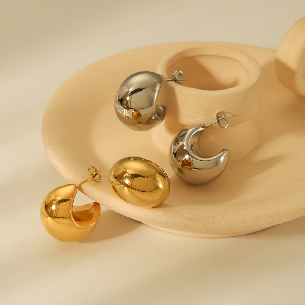 IG Style Sphere Geometric Stainless Steel Electroplating Earrings