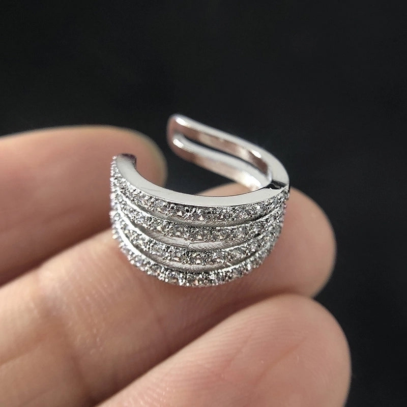 1 Piece Minimalist Solid Color Plating Inlay Copper Zircon Ear Cuffs