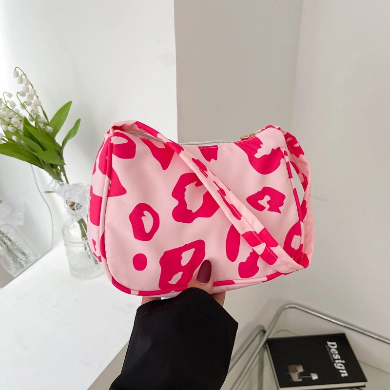 Women's Small Cloth Leopard Streetwear Zipper Underarm Bag