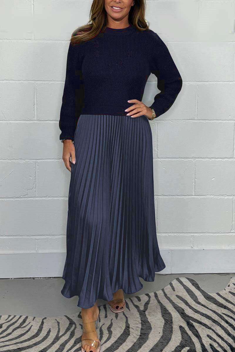 💃2025 Hot Sale - 50% OFF🔥Women’s Stylish and Elegant Round-neck Pleated Dress